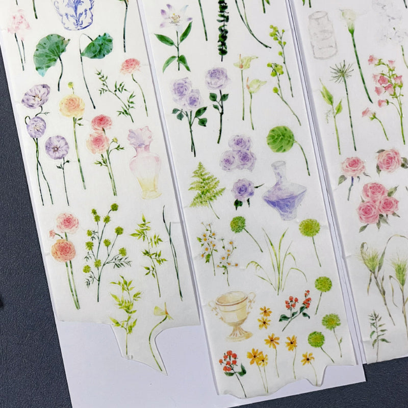 7cm*100cm Flower Field Die Cutting Washi/Shell Light PET Tape