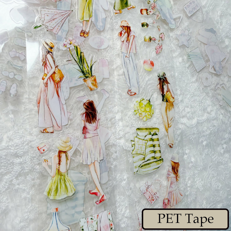 Whole Roll 6cm*5m Green Peach Die Cutting Washi/PET/Fog PET Tape