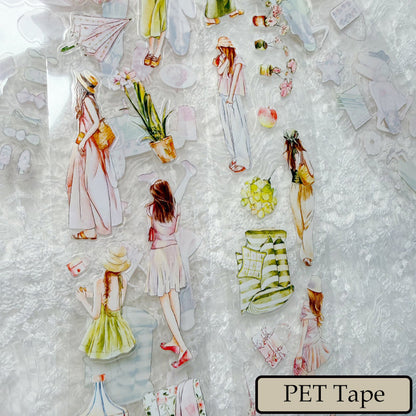 Whole Roll 6cm*5m Green Peach Die Cutting Washi/PET/Fog PET Tape