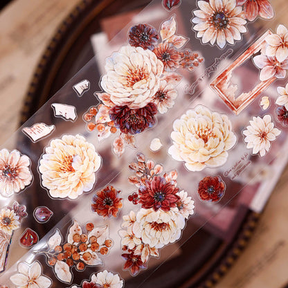 5.5cm*125cm Peony Flower Narrative Die Cutting Washi/PET/Shell Light Washi/PET Tape