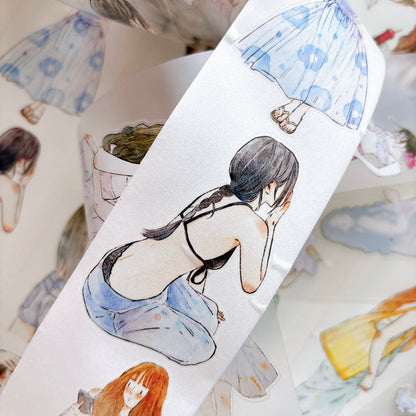 Whole Roll 5cm*6m Cool Refreshment Die Cutting Washi/PET/Fog PET Tape
