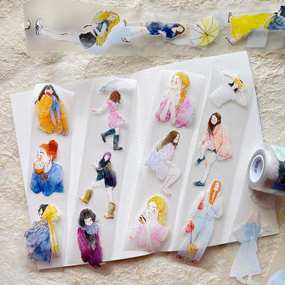 Whole Roll 5cm*10m Little happiness Die Cutting Washi/PET/Fog PET Tape for journaling, scrapbooking and collage