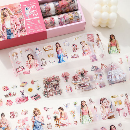 Character Life Series Die Cutting Fog PET Tape Set for journaling, scrapbooking and collage