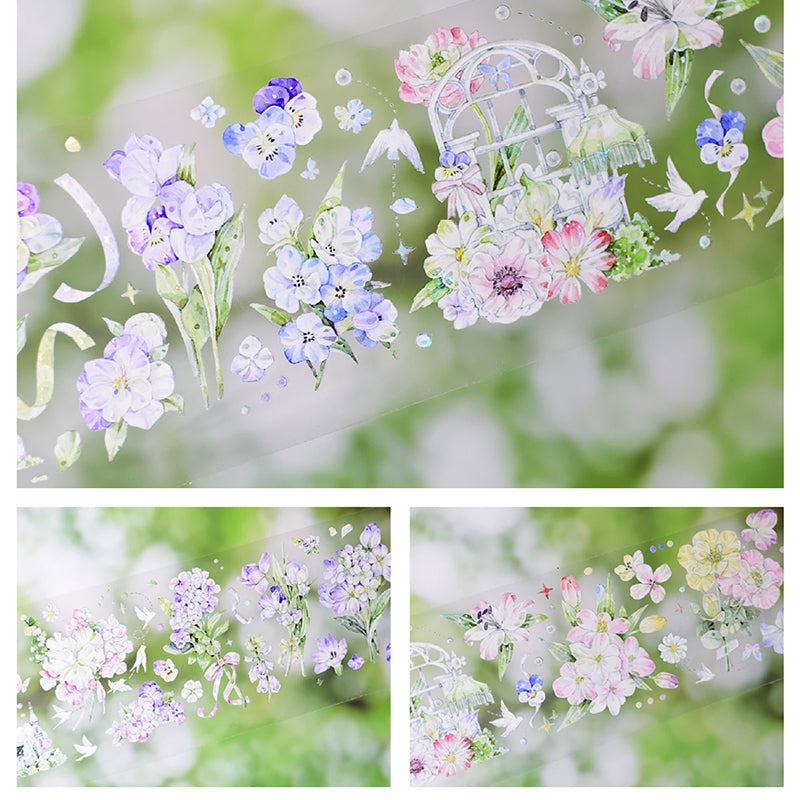 Whole Roll 6.5cm*5m Fragrant Flower Dream Shell Light PET Tape
