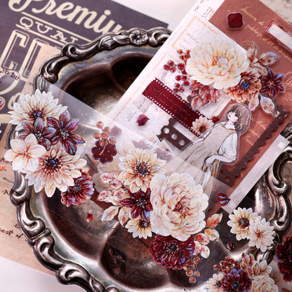 Whole Roll 5.5cm*5m Peony Flower Narrative Die Cutting Washi/PET/Shell Light Washi/PET Tape