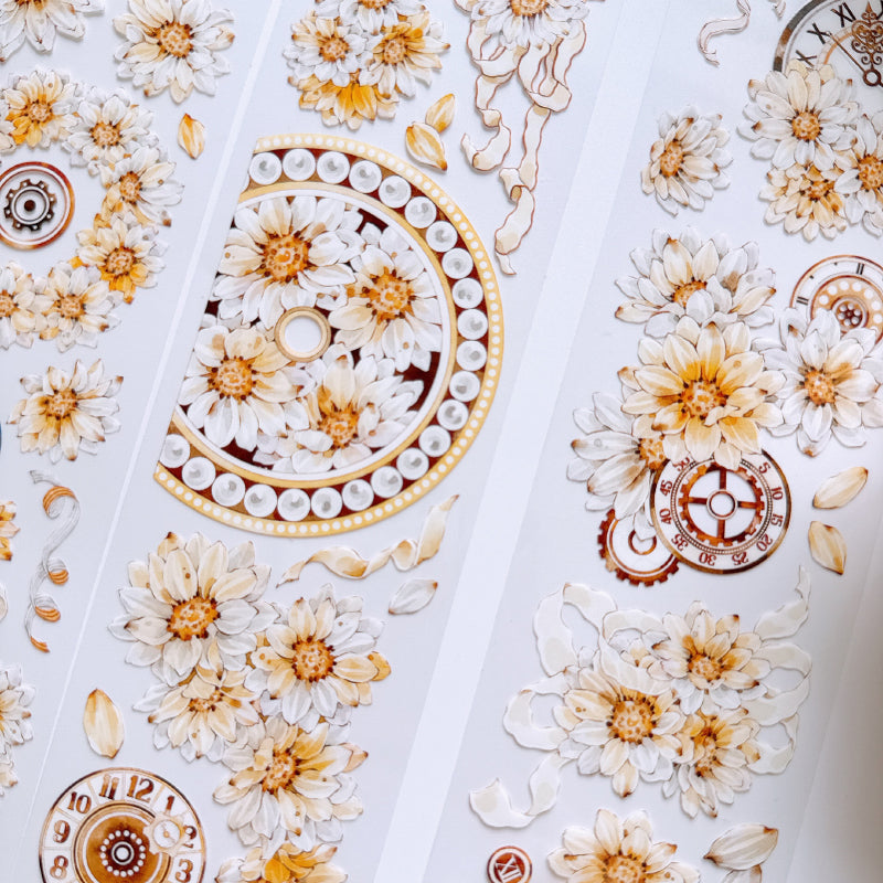 6cm*100cm Chrysanthemums bloom Washi/PET Tape for journaling, scrapbooking and collage