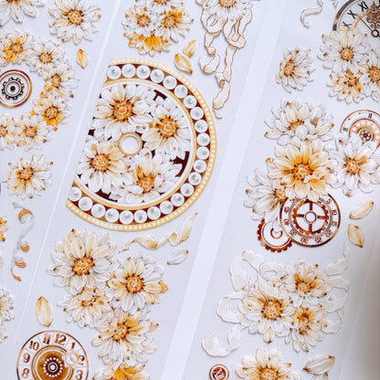 6cm*100cm Chrysanthemums bloom Washi/PET Tape for journaling, scrapbooking and collage