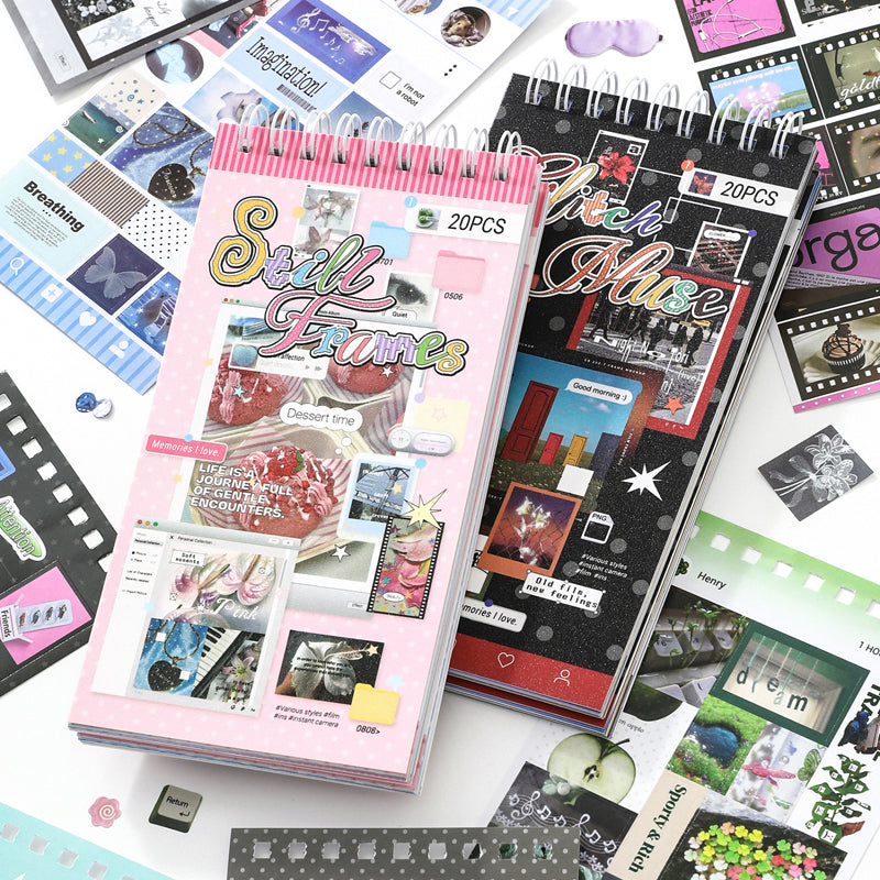 Fragment Log Series Sticker Book featuring book designs for journaling, scrapbooking and collage