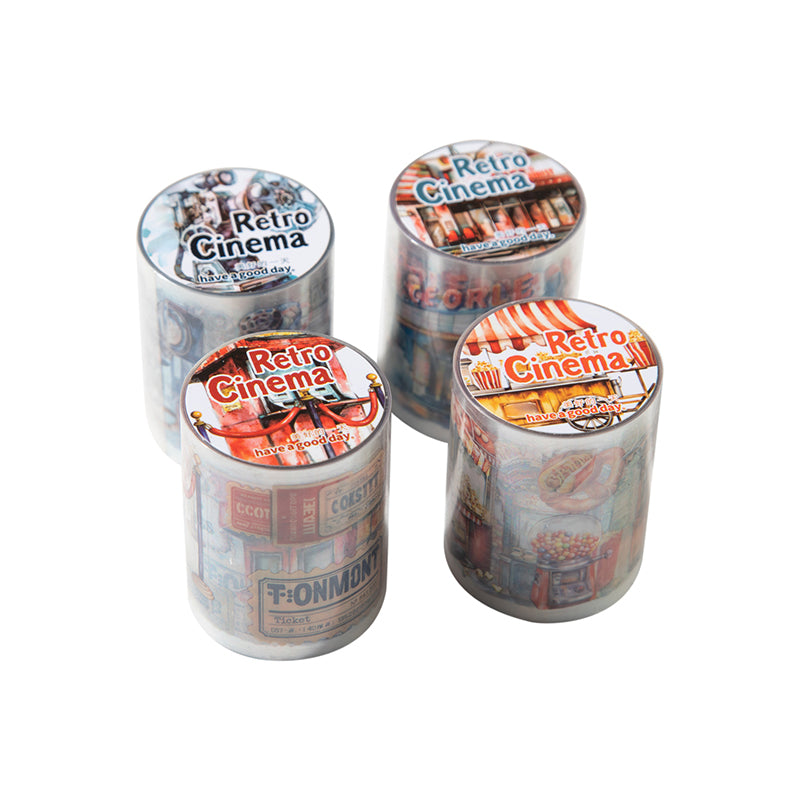 Retro Cinema Series Die Cutting PET Tape featuring retro designs for journaling, scrapbooking and collage