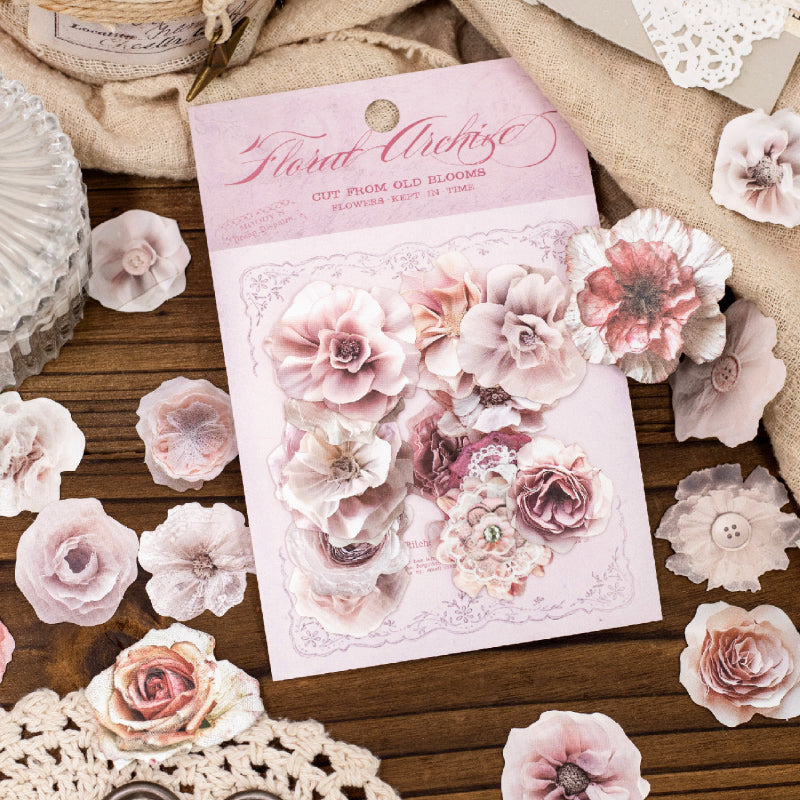 Flower Cutting Old Treasures Series Sticker featuring old, and flower designs for journaling, scrapbooking and collage