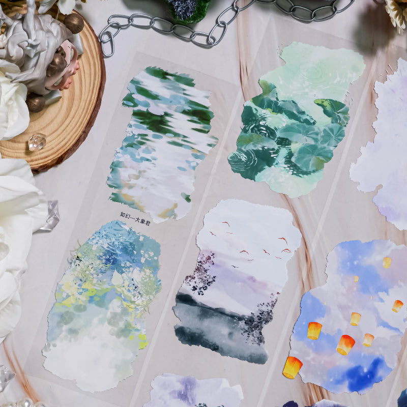 Whole Roll 6.5cm*5m Dreamlike Scenery PET Tape featuring dream designs for journaling, scrapbooking and collage