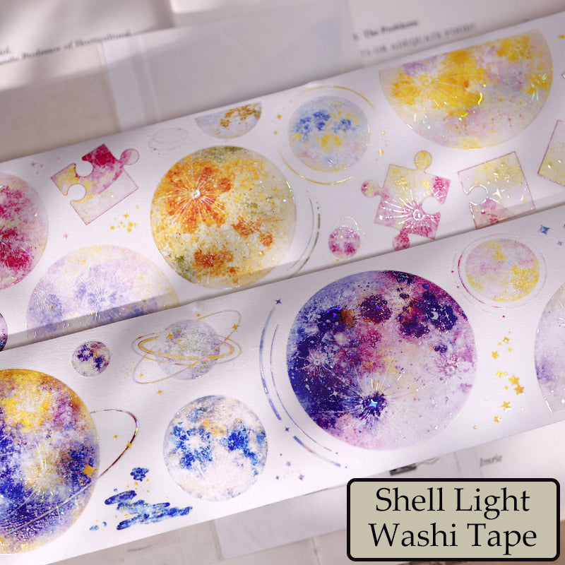 6cm*100cm Star Fall Die Cutting Shell Light Washi/PET Tape