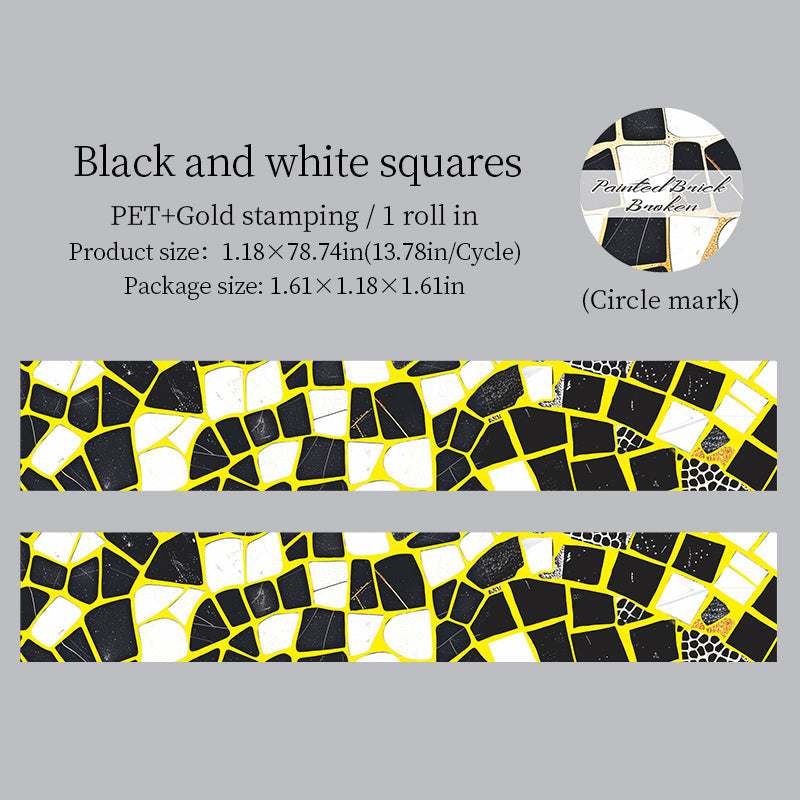 Colored Brick Fragment Series Gold Stamping PET Tape