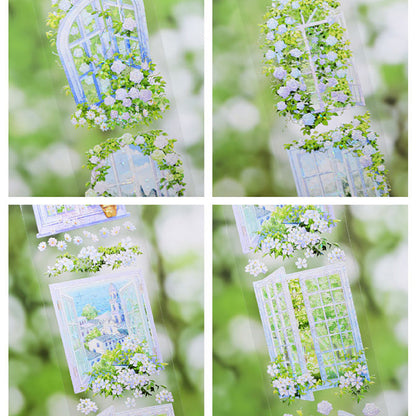 Whole Roll 6cm*5m Light Color Floral Window Shadows Shell Light PET Tape