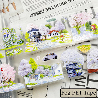 7cm*102cm Spring Day Street Die Cutting Washi/PET/Fog PET Tape