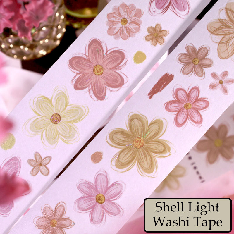 Whole Roll 4cm*4.8m Muffin Flower Die Cutting Shell Light Washi/PET Tape