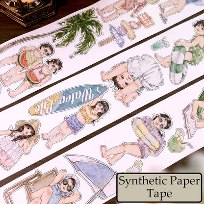 Whole Roll 6cm*5m Go To The Beach Die Cutting Synthetic Paper/PET Tape