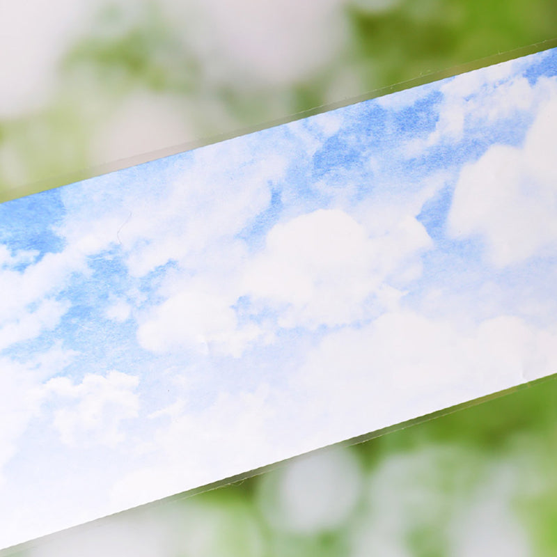 6.3cm*60cm Blue Sky White Clouds White Ink PET Tape
