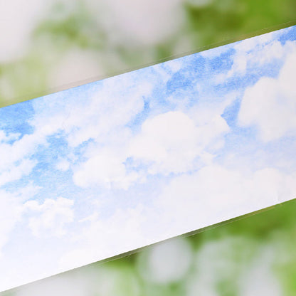 6.3cm*60cm Blue Sky White Clouds White Ink PET Tape