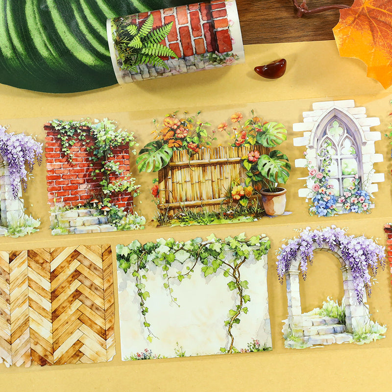 Vines entwine the wall PET Tape for journaling, scrapbooking and collage