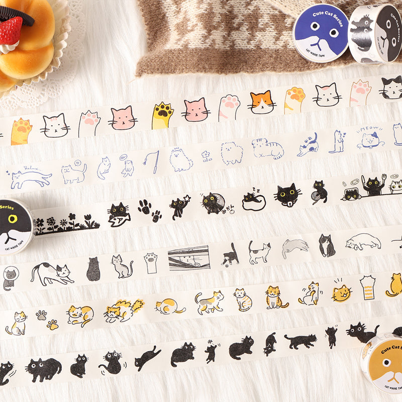 Cute Cat Series Washi Tape featuring cat designs for journaling, scrapbooking and collage