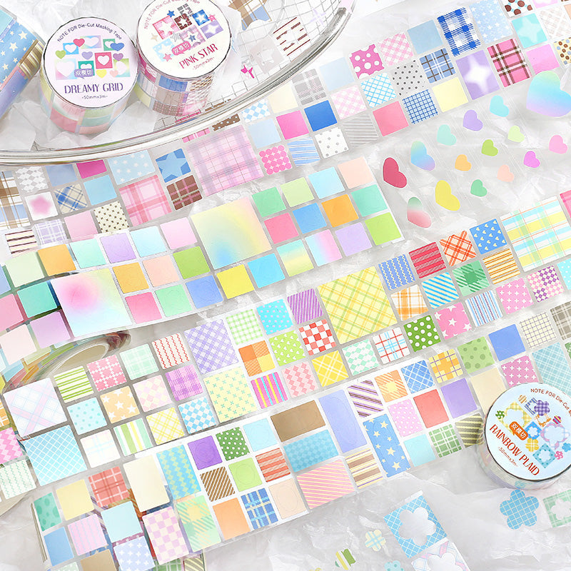 Colorful Classification Series Die Cutting Self-adhesive Tape featuring cat, and color designs for journaling, scrapbooking and collage