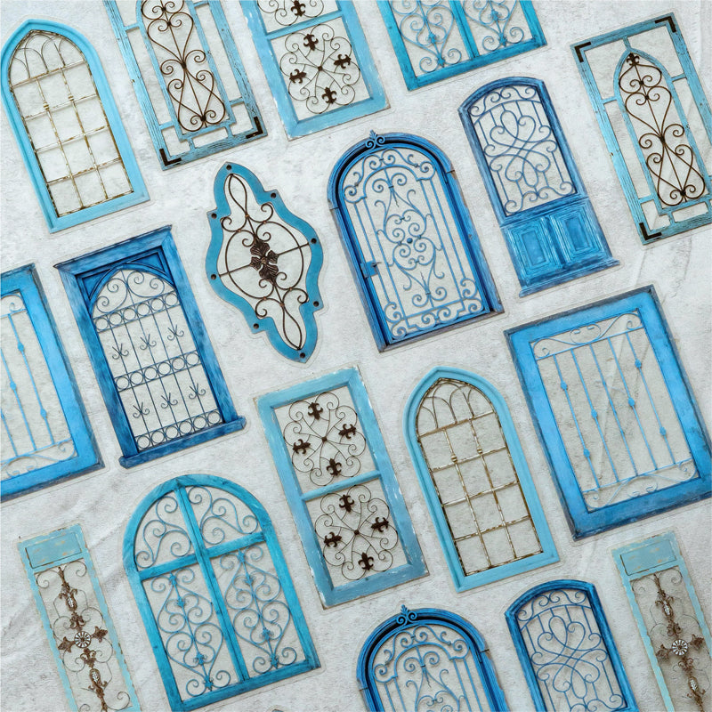 Ironwork Stained Window Series Sticker featuring wind designs for journaling, scrapbooking and collage