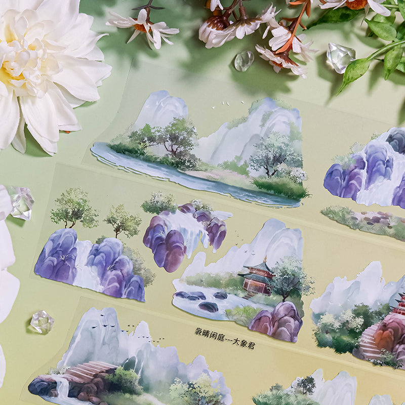 7cm*100cm Tiaoqing Yanping Garden PET Tape featuring garden designs for journaling, scrapbooking and collage