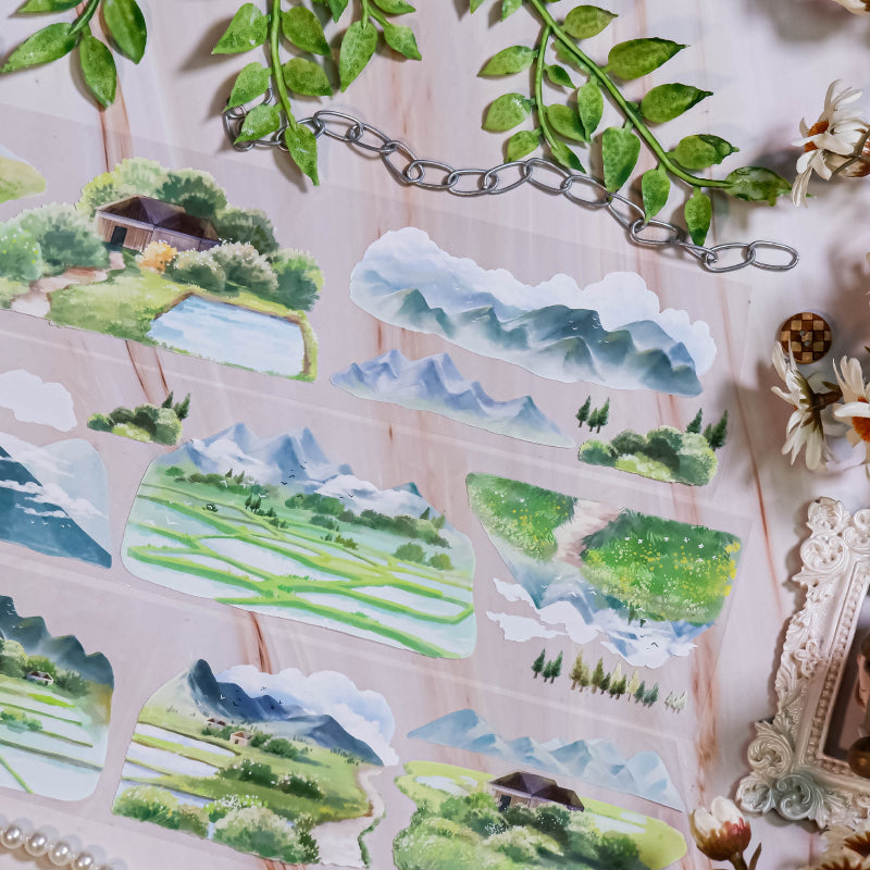 Whole Roll 6.5cm*5m Lush Greenery PET Tape featuring green designs for journaling, scrapbooking and collage