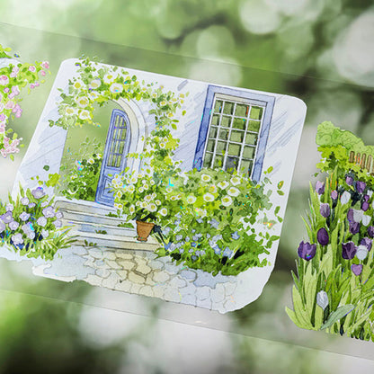7cm*100cm Springtime Small Garden Shell Light PET Tape featuring garden, spring, and light designs for journaling, scrapbooking and collage