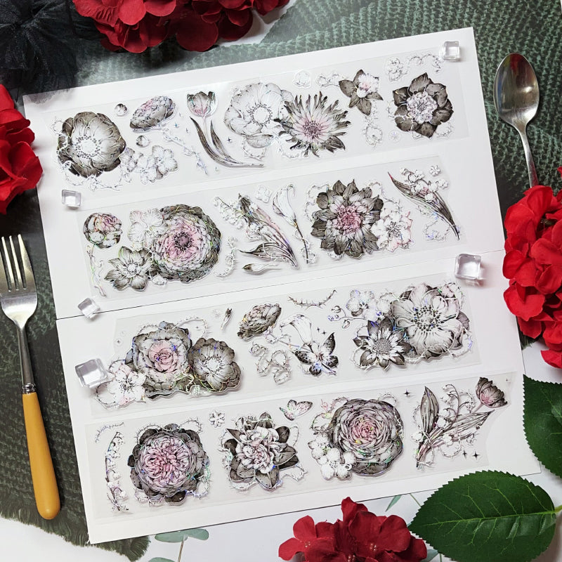 6cm*100cm Darkness thorns Shell Light PET Tape featuring light designs for journaling, scrapbooking and collage