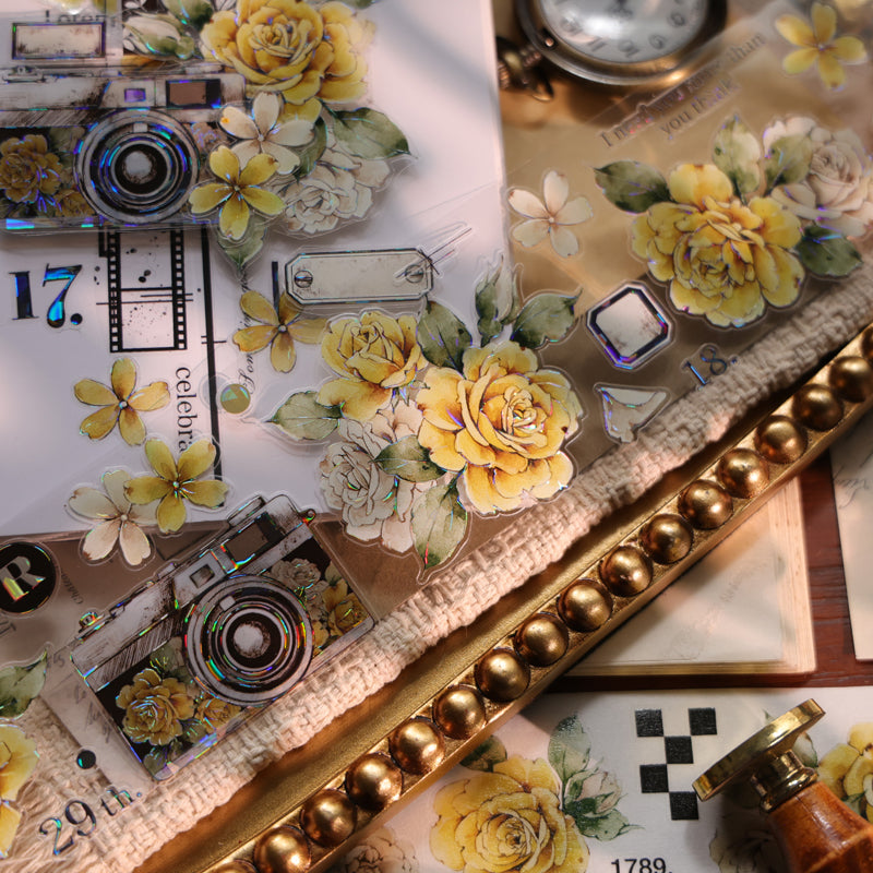 Faded Yellow Letter Flower Die-Cutting Washi Tape - Sample 150cm
