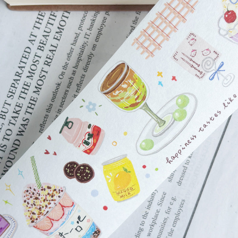 Whole Roll 5cm*5m Sweet Afternoon Die Cutting Washi/PET/Fog PET Tape featuring sweet designs for journaling, scrapbooking and collage