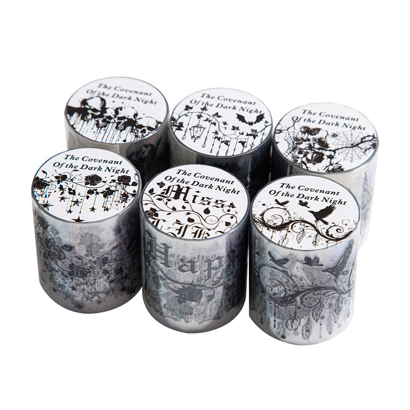 The Dark Night Pact Series Shell Light PET Tape featuring light designs for journaling, scrapbooking and collage