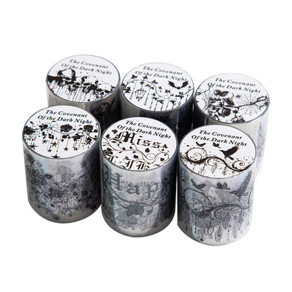The Dark Night Pact Series Shell Light PET Tape featuring light designs for journaling, scrapbooking and collage