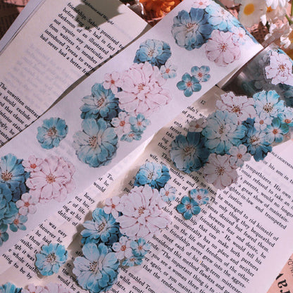 5.5cm*100cm Skinned snow flower Die Cutting Washi/PET Tape featuring flower, and snow designs for journaling, scrapbooking and collage
