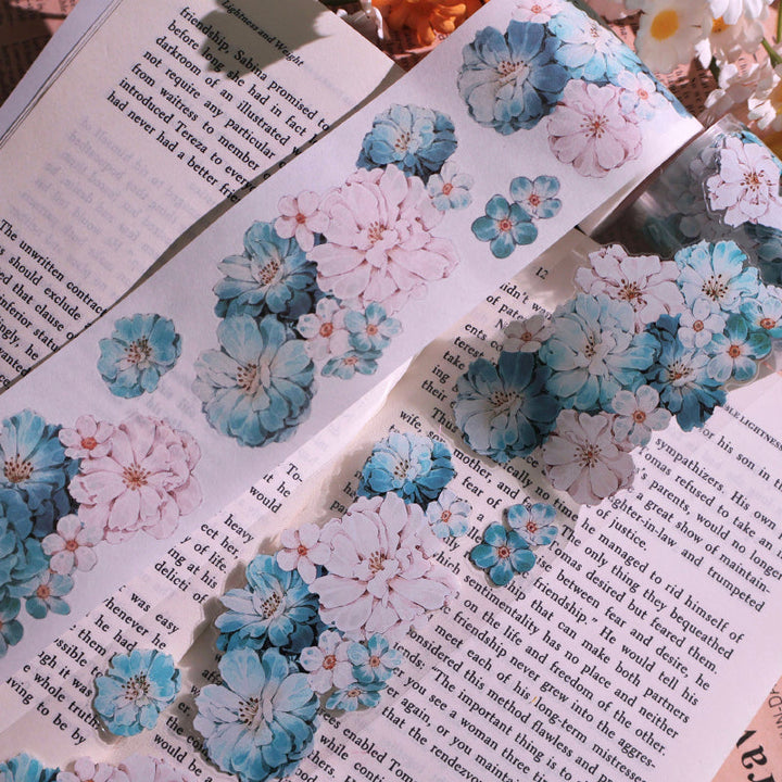 5.5cm*100cm Skinned snow flower Die Cutting Washi/PET Tape featuring flower, and snow designs for journaling, scrapbooking and collage
