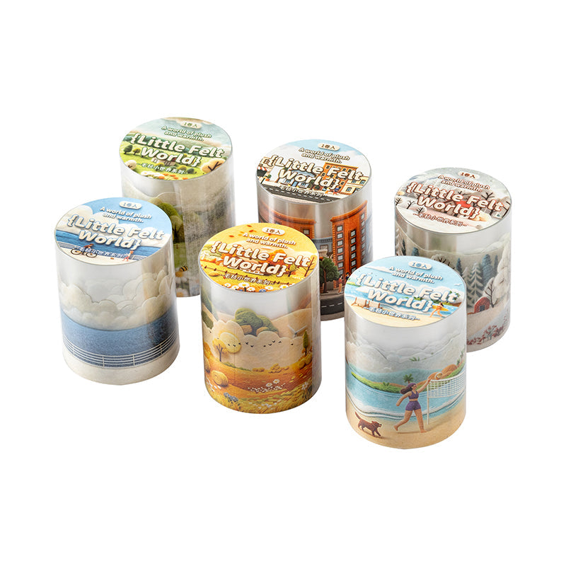 Felt World Series White Kraft Paper Tape featuring white designs for journaling, scrapbooking and collage
