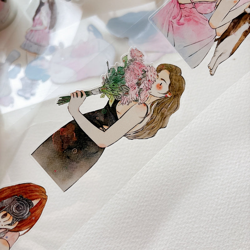 Whole Roll 6cm*10m Little Pink Die Cutting Washi/PET/Fog PET Tape
