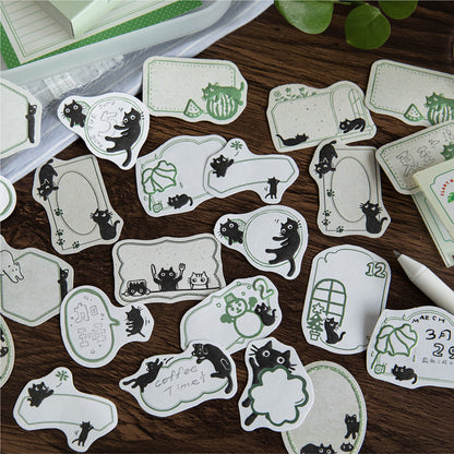 Little Black Cat Series Sticker featuring black, and cat designs for journaling, scrapbooking and collage