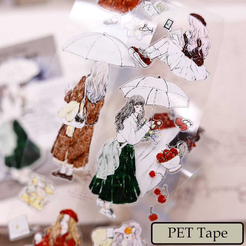 5cm*100cm Flower Among Girl Die Cutting Washi/PET/Fog PET Tape