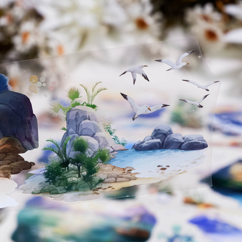 7cm*100cm The Sea at Dusk PET Tape featuring sea designs for journaling, scrapbooking and collage