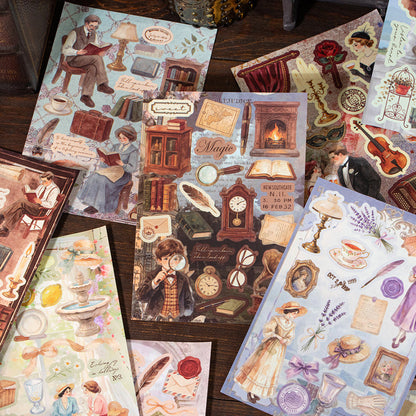 Old Scenes Series Sticker Book featuring old, and book designs for journaling, scrapbooking and collage