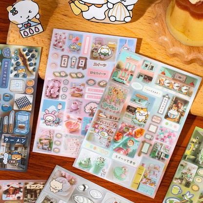 Cute Food Story Series Sticker Book featuring book designs for journaling, scrapbooking and collage