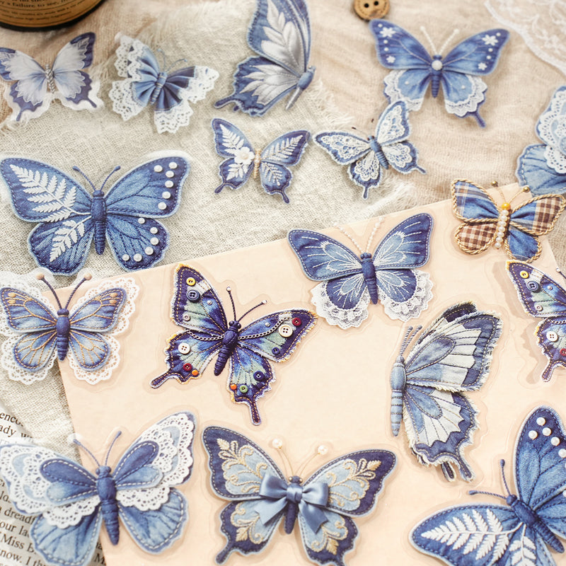 Fabric Butterfly Chronicles Series Sticker featuring butterfly designs for journaling, scrapbooking and collage