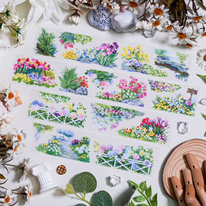 5cm*100cm Roadside Flower PET Tape featuring flower designs for journaling, scrapbooking and collage