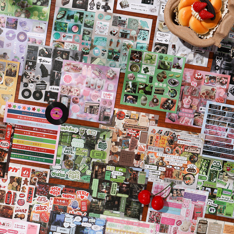 Memory Fragment Series Sticker Book featuring book designs for journaling, scrapbooking and collage