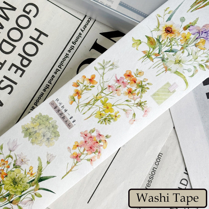 6cm*100cm Bouquet Of Spring Die Cutting Washi/PET Tape