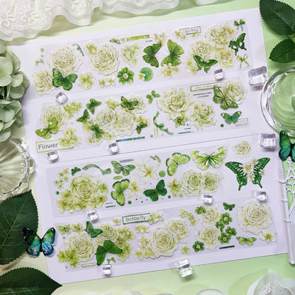 Whole Roll 6cm*5m Butterflies in the flowers Shell Light PET Tape featuring flower, and light designs for journaling, scrapbooking and collage