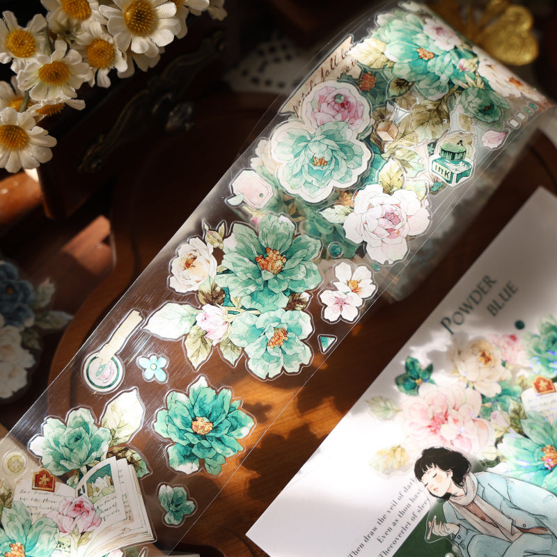 5.5cm*100cm Dream Painting green Die Cutting Washi/PET/Shell Light PET Tape featuring dream, green, and light designs for journaling, scrapbooking and collage